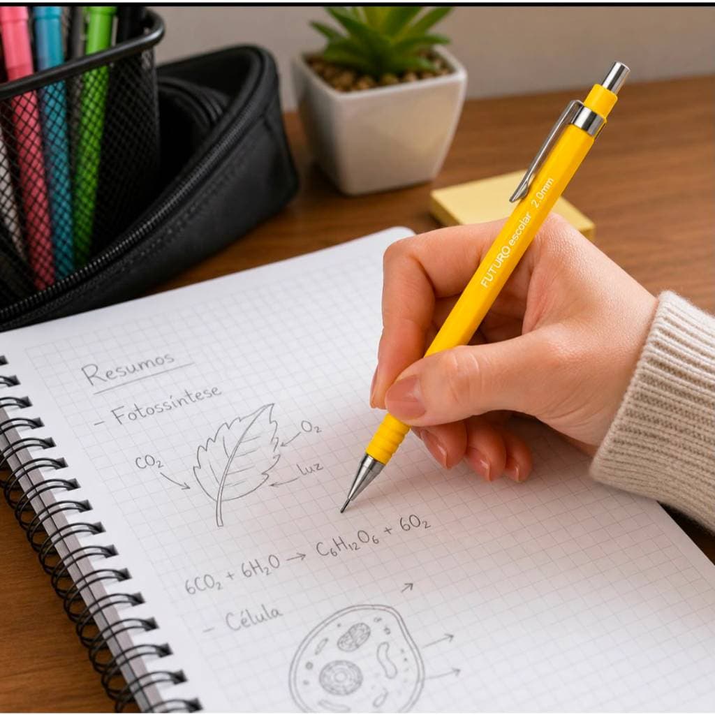 Lapiseira Técnica Futuro Escolar 0.9mm com Borracha 4 e 12 Unidades - Escolar Escritório Desenho