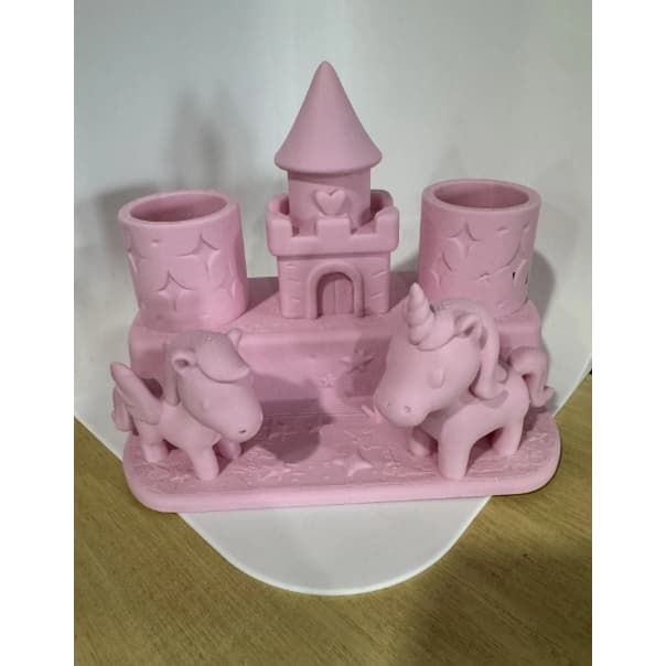 🦄 Suporte para Escova de Dentes Castelo Unicórnio | Porta Escova e Creme Dental | Organizador de Banheiro | Impressão 3D