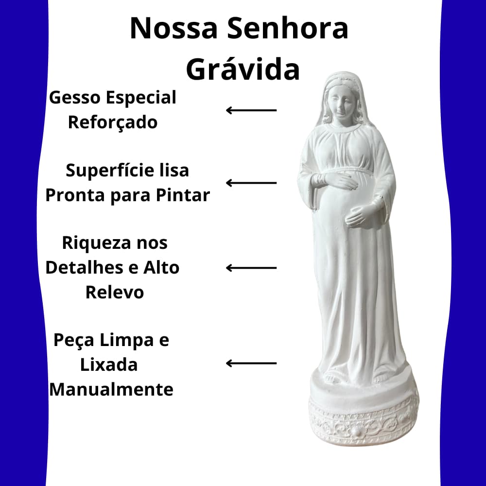 Imagem Nossa Senhora Do Ó Grávida Bom Parto 23cm Estátua Católica Proteção Gestante Presente Mãe