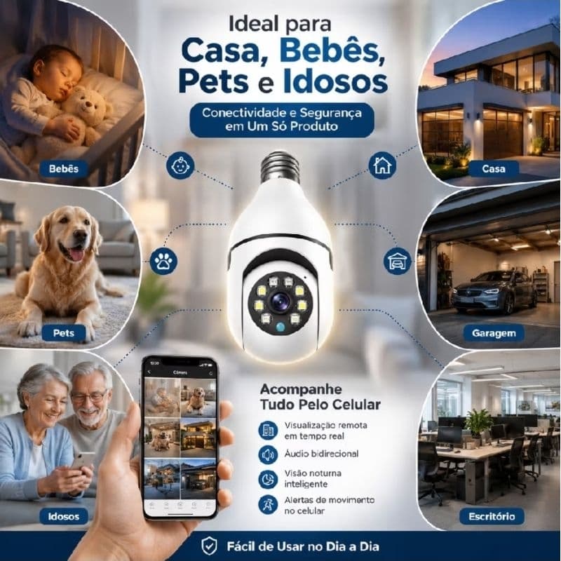 Cameras de Segurança-- Security Cameras CCTV Home Lamp Bulb E27 House 360 Auto Night Vision Interior Wifi Yousee