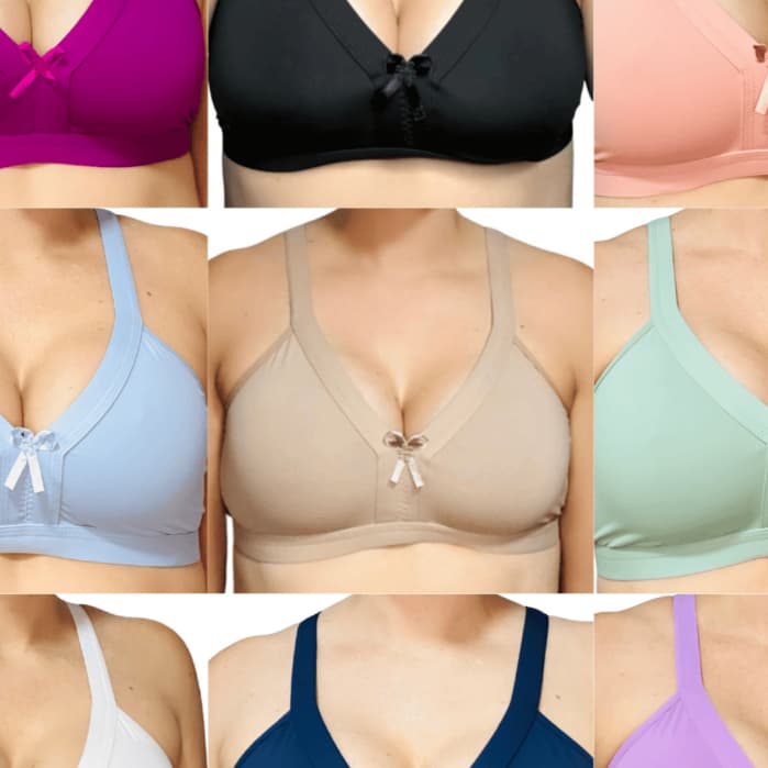 Kit 5 Sutiã Básico Microfibra Forrado Reforçados Alças Encapadas Sem Bojo Poliamida Confort Feminino