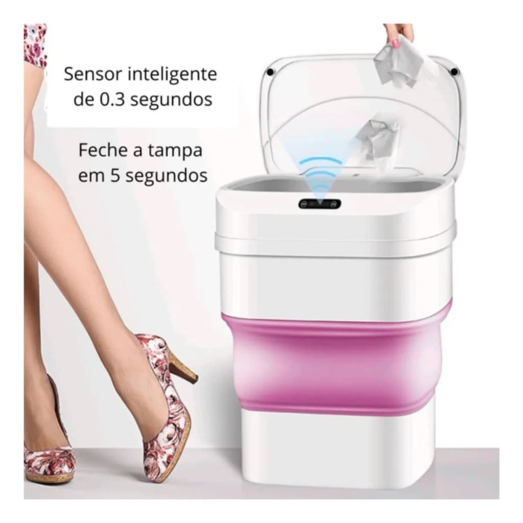 Cesto De Lixo Lixeira Automática  Retrátil Smart Sensor Inteligente 8 Litros - Cores Sortidas
