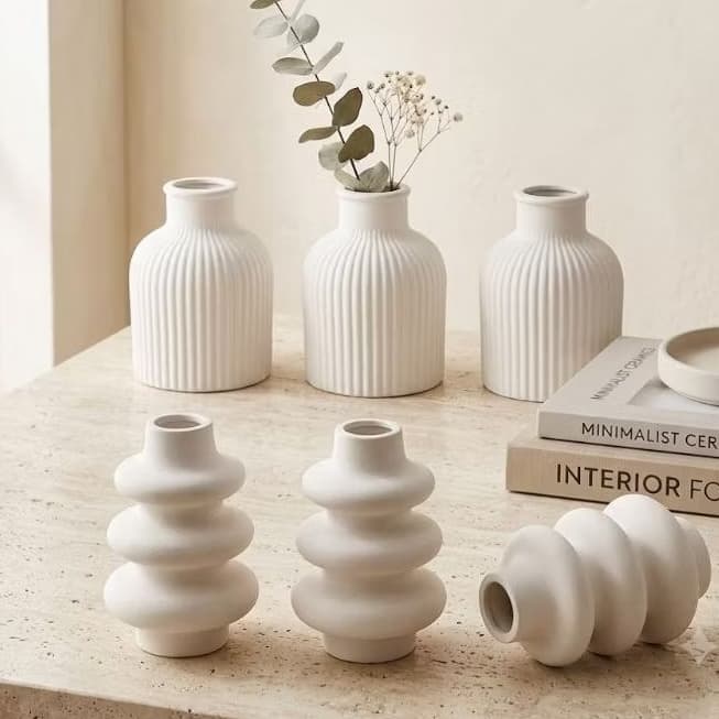 kit 6 vasos decorativo de gesso