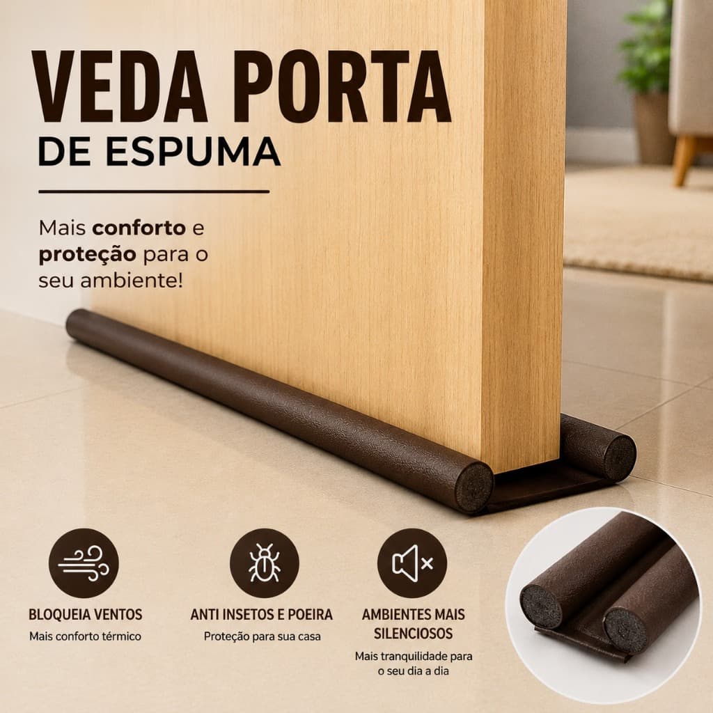 Veda Porta Protetor Duplo Anti Poeira Insetos Impermeável 70cm a 120cm