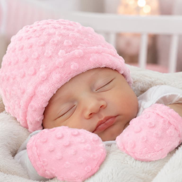 Kit Touca e Luvas RN Pipoquinha Fleece para Bebê Recém-Nascido Inverno Macio, Quentinho e Confortável
