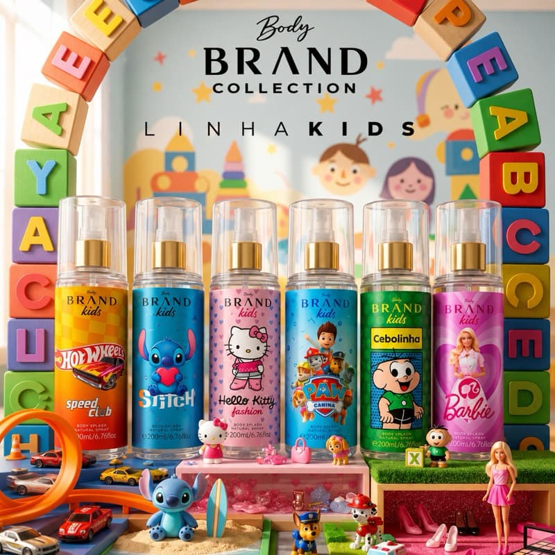 Kit Body Splash Infantil Suave Água de Colônia - 200ml Perfume Para Criança Uso Diário Personagens