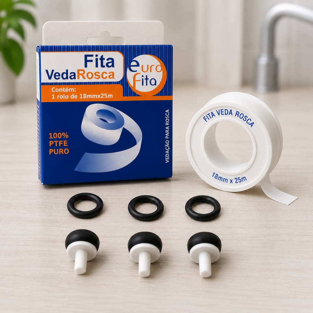 Kit Vedação para 3 Torneiras – O-Ring + Vedante 3/4" + Fita Veda Rosca