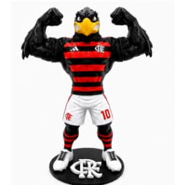 Mascote do Flamengo25cm Urubu do Mengão, Estatueta colecionável com Uniforme Oficial e base de apoio