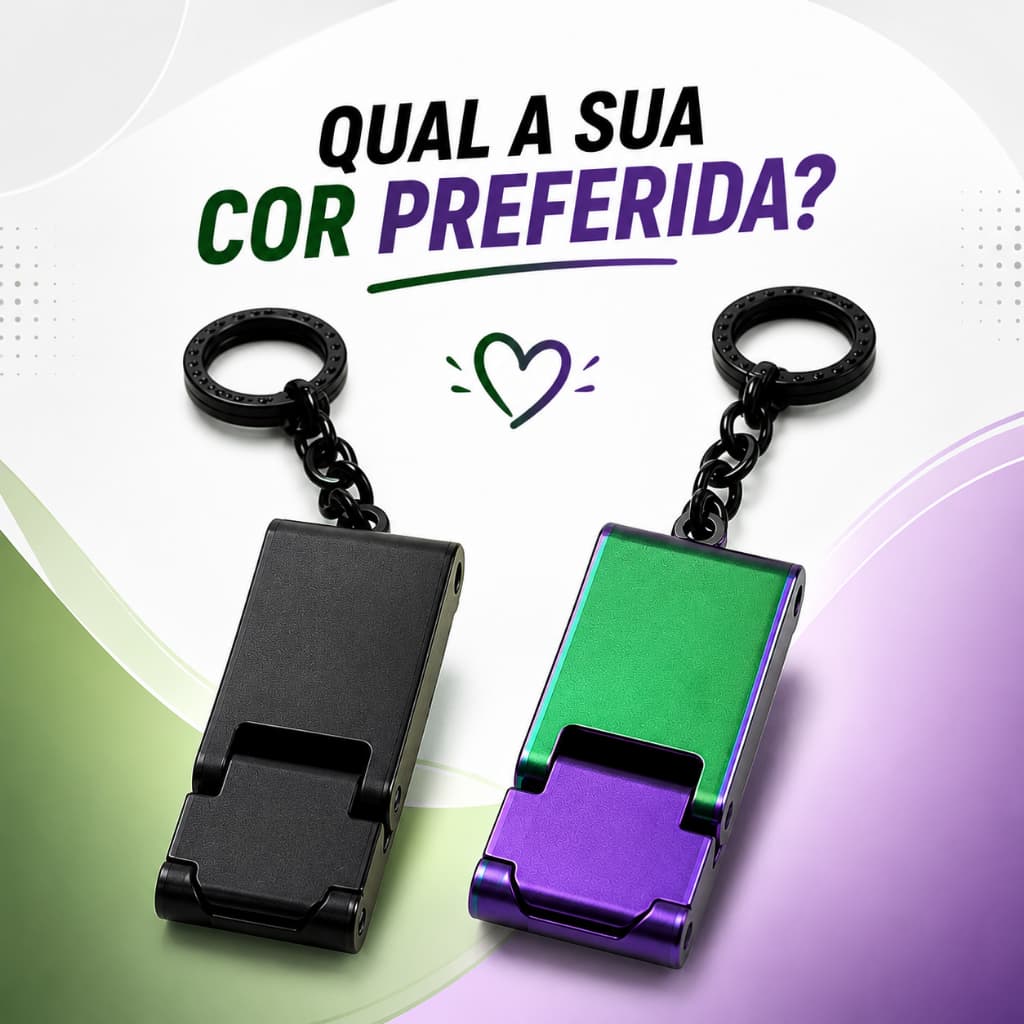 Suporte Chaveiro para Celular Dobrável Portátil Universal Compacto para Smartphone Mini Suporte para Mesa e Suporte