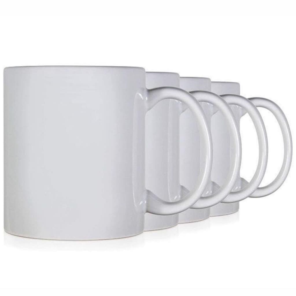 Kit 6 Canecas Cerâmica Branca 325ml Classe AAA para Personalização DTF
