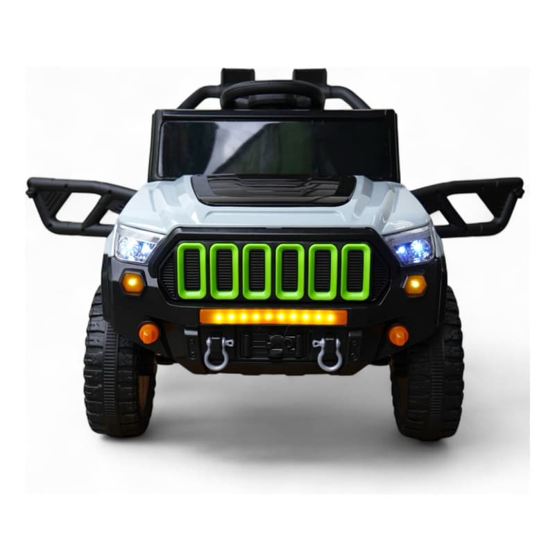 Jipe Elétrico Infantil 12V  - Branco Titan: Luzes, Som USB e Controle Remoto