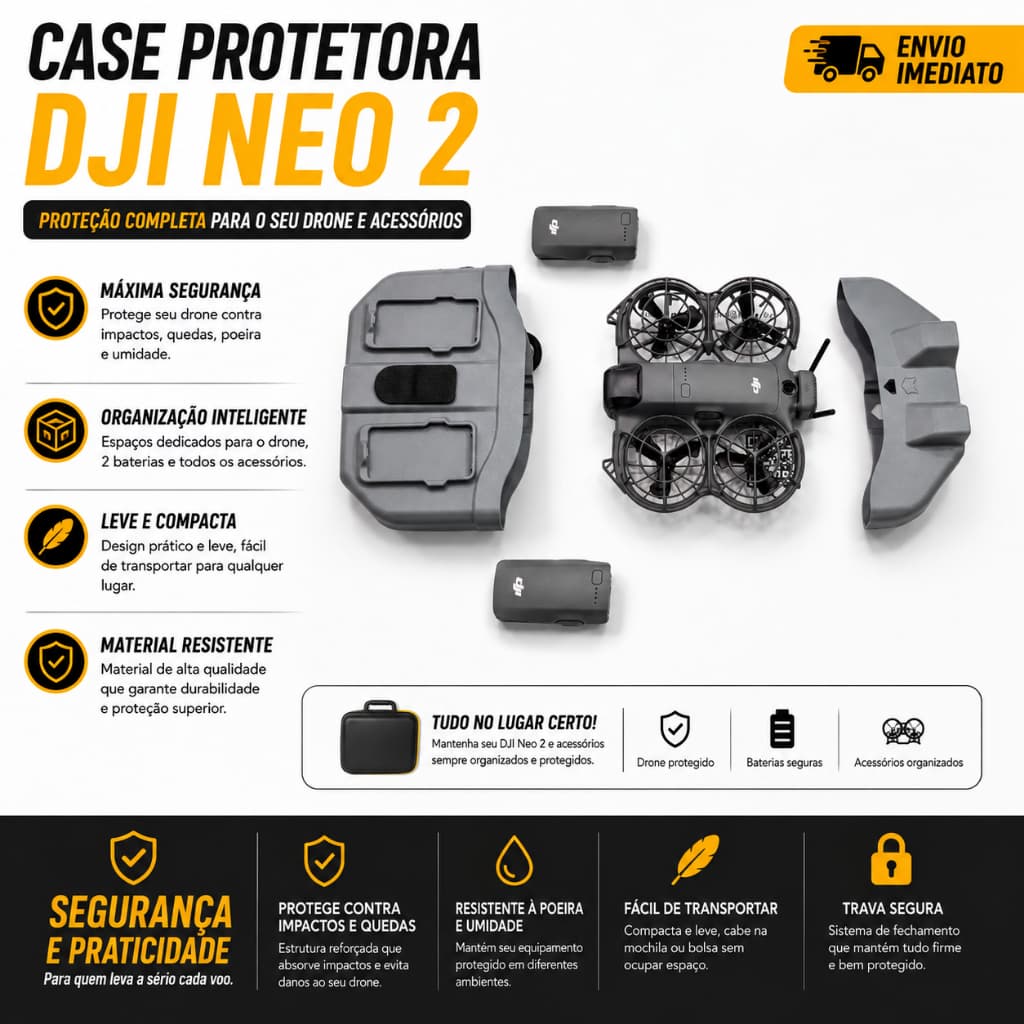 CASE CAPA Estojo Dji Neo 2 Drone | Case Com Espaço Para Antena RESISTENTE ENCAIXE PERFEITO PROÇÃO PREIMIUM
