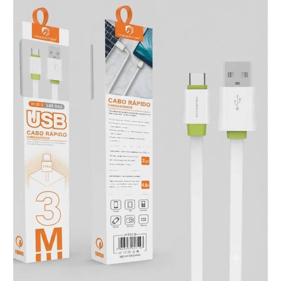 H'maston H137 Cabo De Carga Super Rápida Cabo entrada USB Tipo C 3 Metros