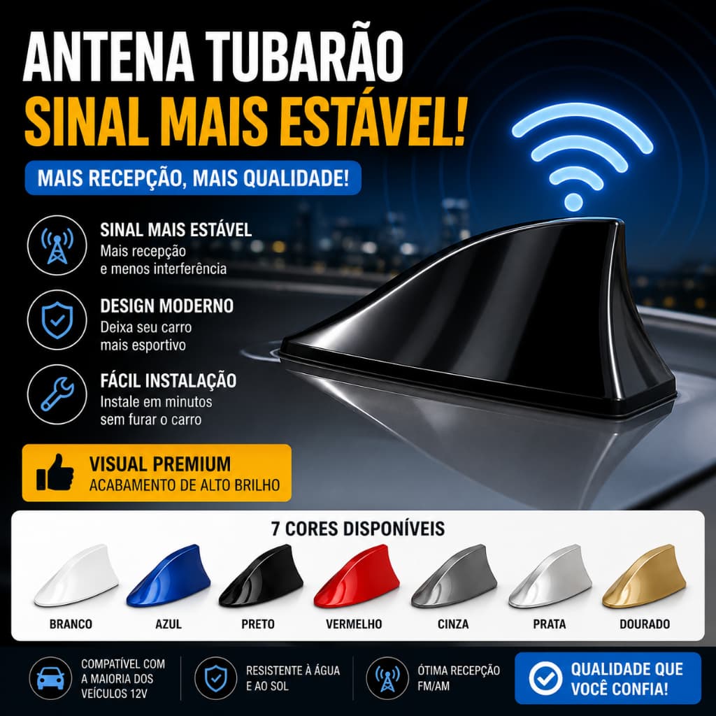 Antena Automotiva 6,0dB Rádio De Barbatana De Tubarão Carro Sinal FM Para Todos Carros de Teto Curvado Decoraçao Carpei