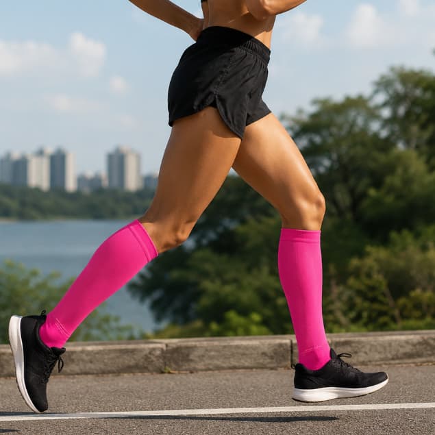 Meia Compressão 3/4 Selene Neon Fitness Feminina Running Corrida Academia Esportiva Circulação Treino Cano Longo 34 - 39