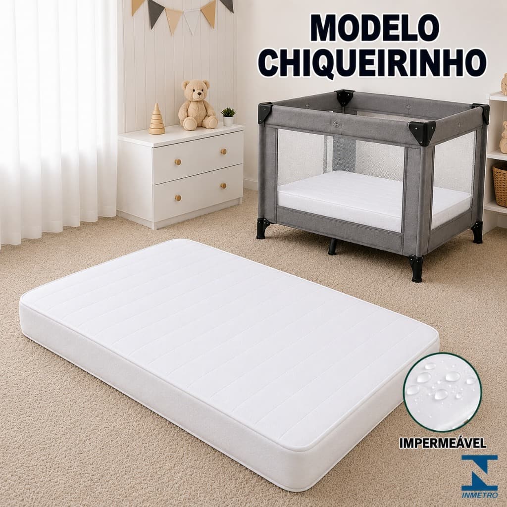 Colchão Chiqueirinho Moisés Berço 100x70x8 Impermeável Espuma D18 Bebê Infantil Baby AntiAlergico AntiManchas Antifungo