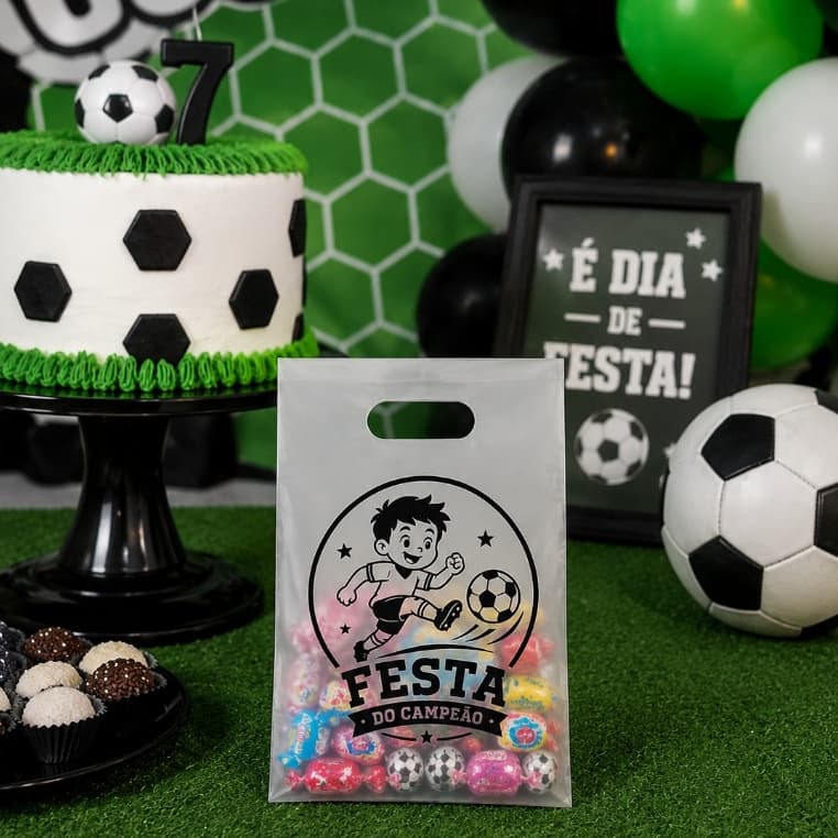 Sacola para Festa, Aniversario Futebol, pequeno jogador - 20x30 - Lembrancinha, decoração 25 ou 50