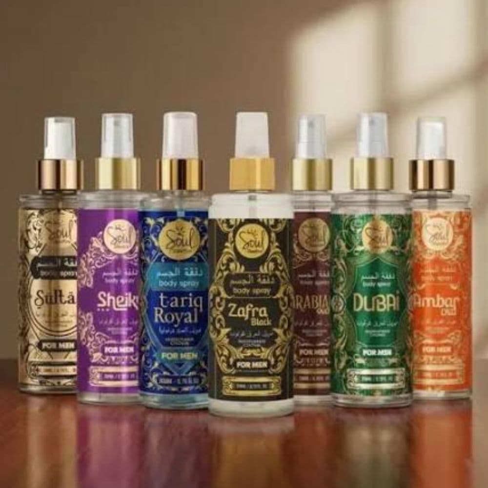 KIT Body Spray Arabe Luxury Man Masculino Soul Cosmeticos 200ml Perfume Oriental Várias Fragrâncias