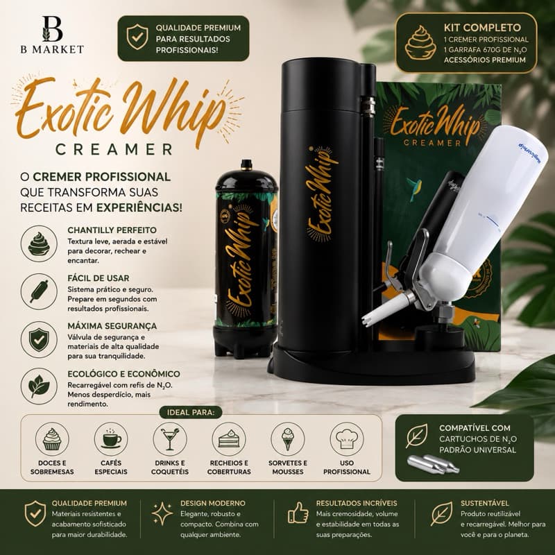 *USO CULINÁRIO* CREAMER Exotic Whip  N₂O 670g para Chantilly e Espumas Culinárias Uso Profissional