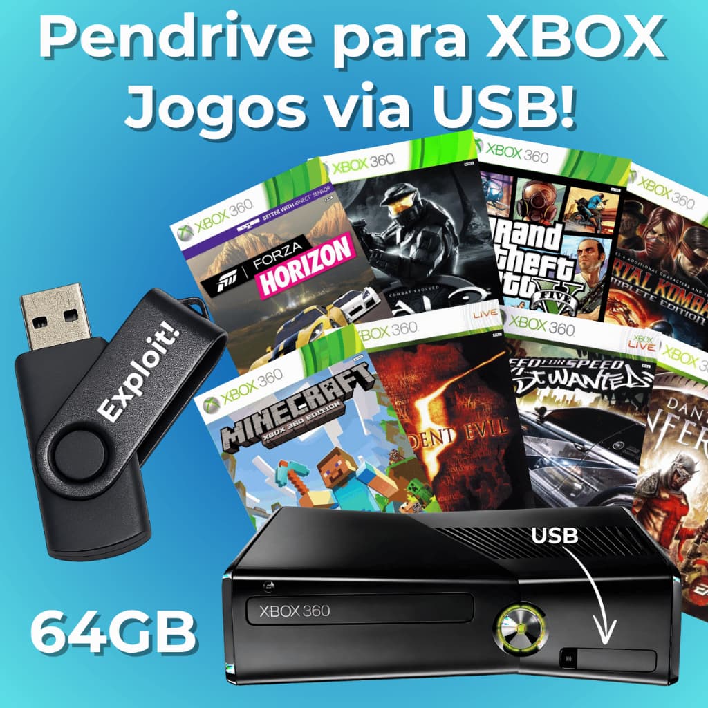 Pendrive Jogos P/XBOX USB Personalizado Jogos para Xbox 360 bloqueado e desbloqueado