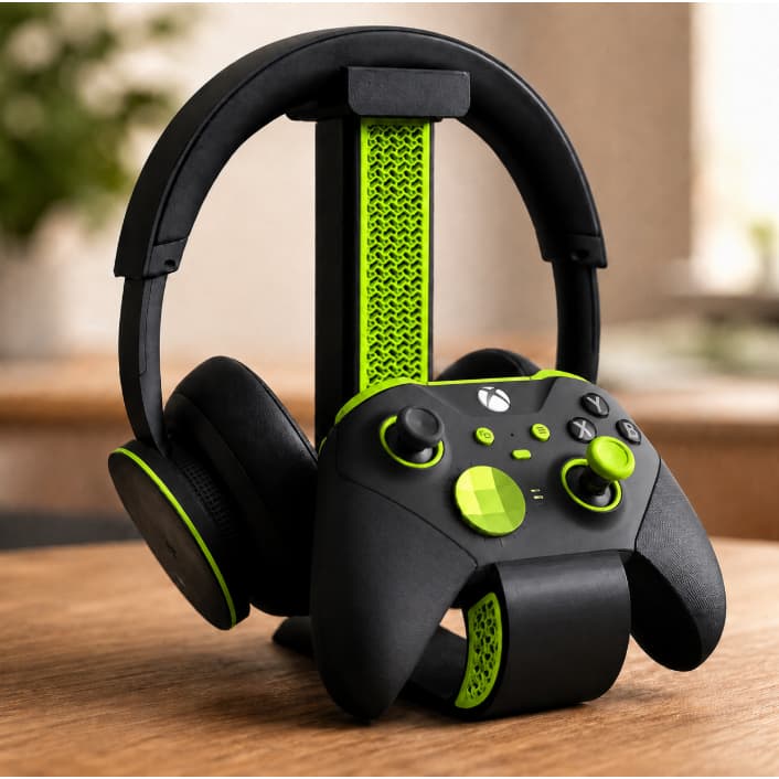 Suporte Headset Gamer e Controle 2 em 1 Organizador de Mesa