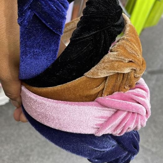 Tiara Nó Turbante de Veludo Feminina Moda Luxo Outono e Inverno