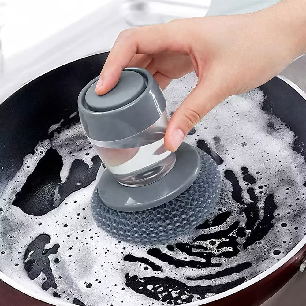 Escova de Louça/Panela De Aço com Dispenser Recipiente para Detergente Fogão Cozinha Limpeza Esponja