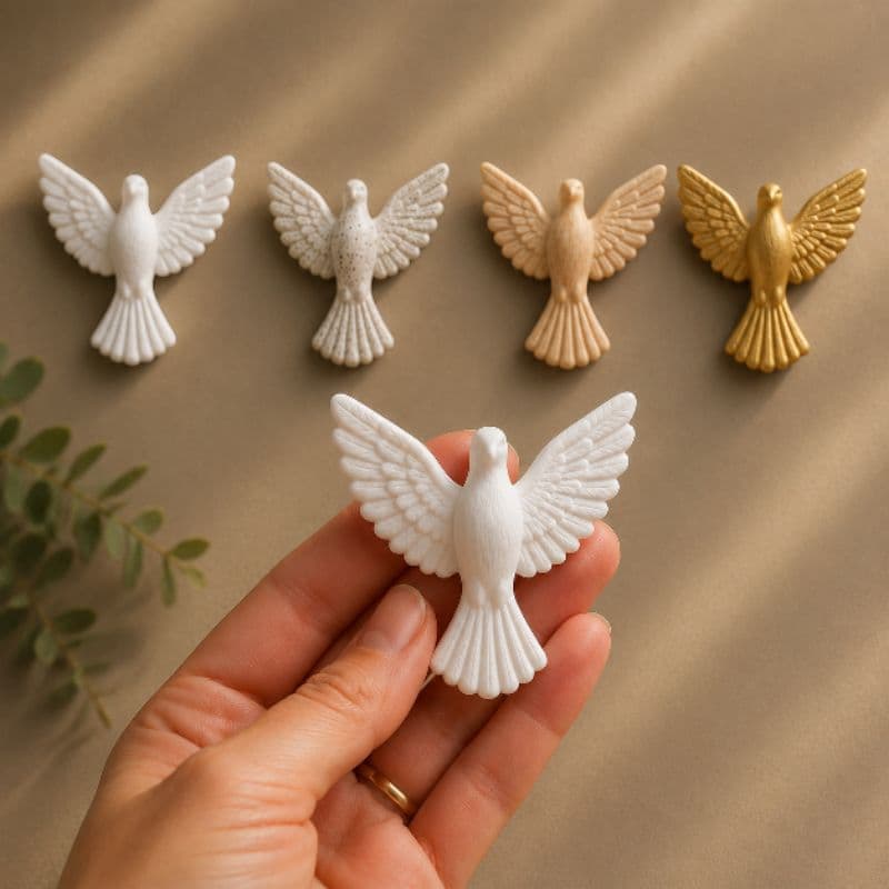 Kit Pombinha Espírito Santo Branco Aplique para Batizado Comunhão Crisma Casamento Lembrancinhas