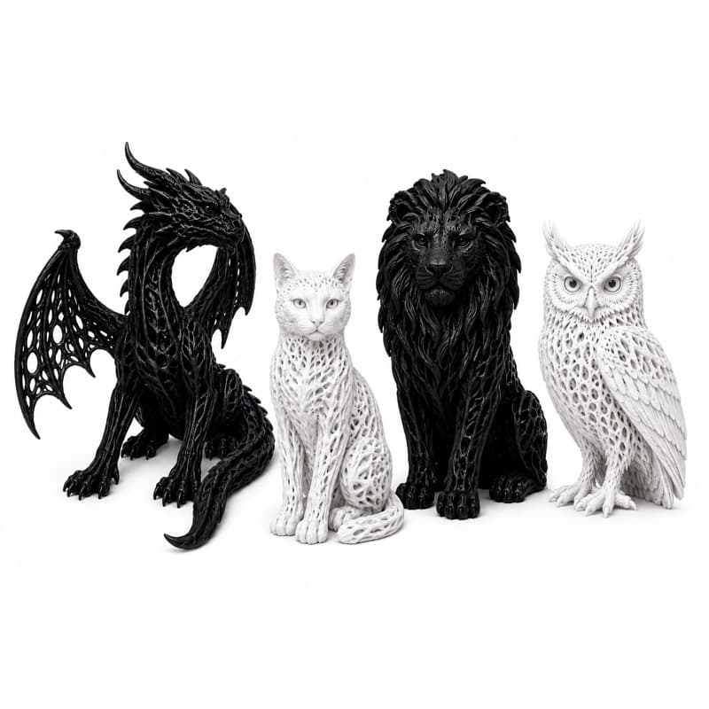 Escultura Decorativa Vazada – Dragão, Leão, Gato ou Coruja | Decoração Moderna Premium