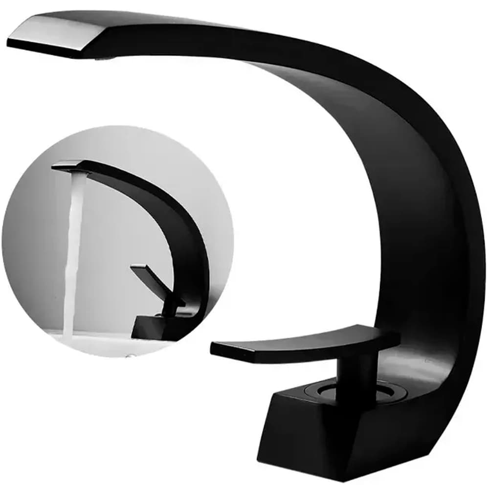 Torneira Banheiro Lavabo Bancada Curva Alta Misturador Monocomando Água Quente / Fria