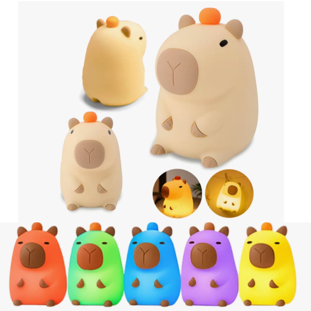 Luminária Capivara Abajur Led Silicone Muda Cor Recarregável Luminárias Silicone Sleep Light USB Luz