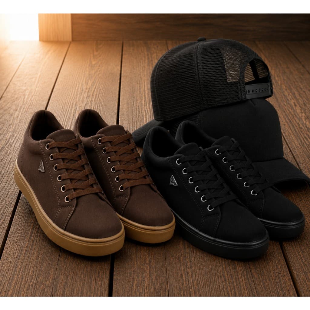 Kit 2 Pares de Tênis Casual + Boné Trucker Unissex Confortável – Diversas Cores Disponíveis