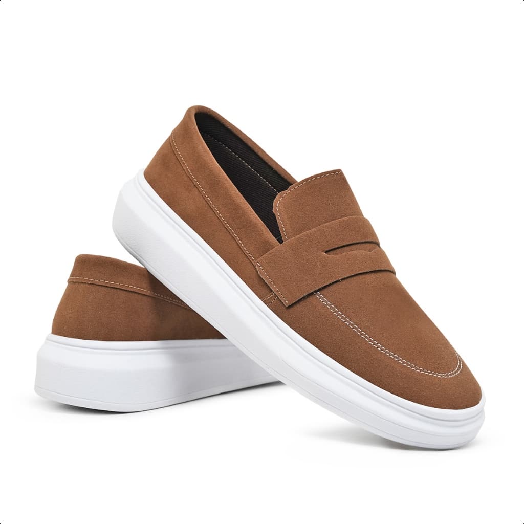 Mocassim Oxford Masculino Slip On Drive Solado Alto Moderno