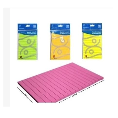 Bloco de anotação Pautado adesivo Colorido Escritório Post it Retangular
