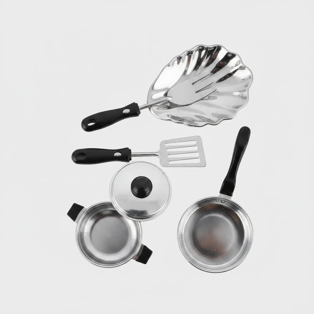Brinquedo Kit Cozinha Infantil Panelinhas E Utensílios De Chef Toy Imaginação Prata