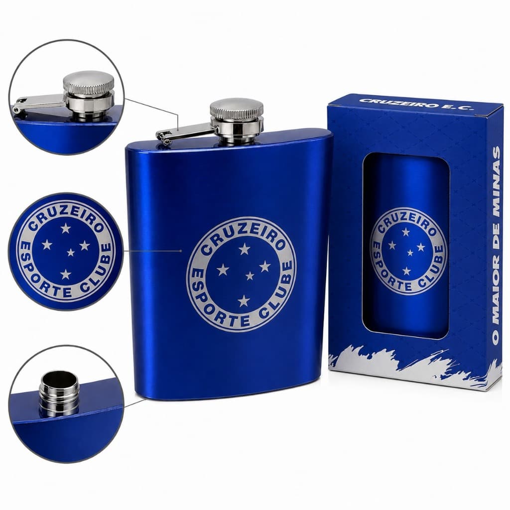 Cantil de Bolso Oficial do Cruzeiro Whisky Porta Bebida 220ml