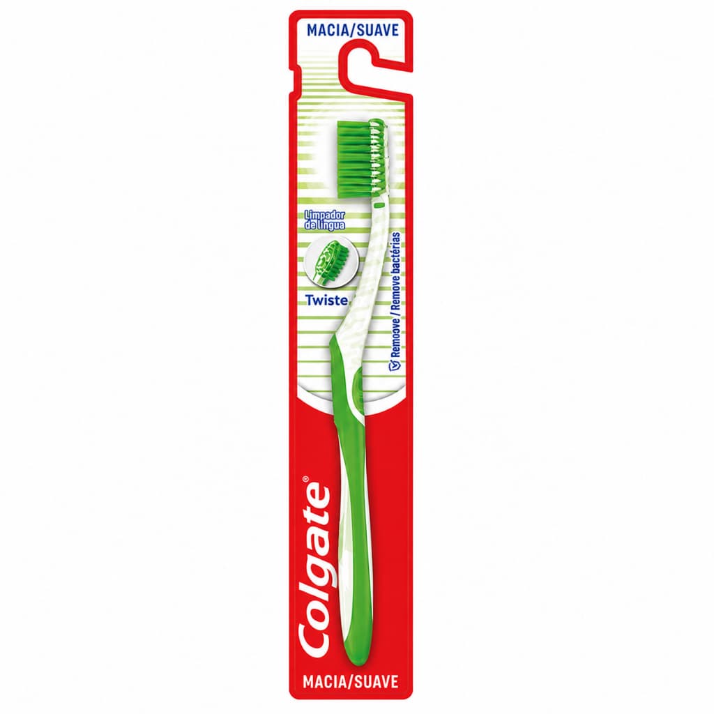 Escova De Dente Macia Twister Adulto Colgate Cores Azul, Laranja, Rosa e Verde