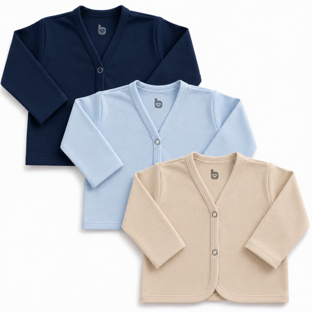 Kit com 3 Casaquinhos de Bebê Inverno 100% Algodão.