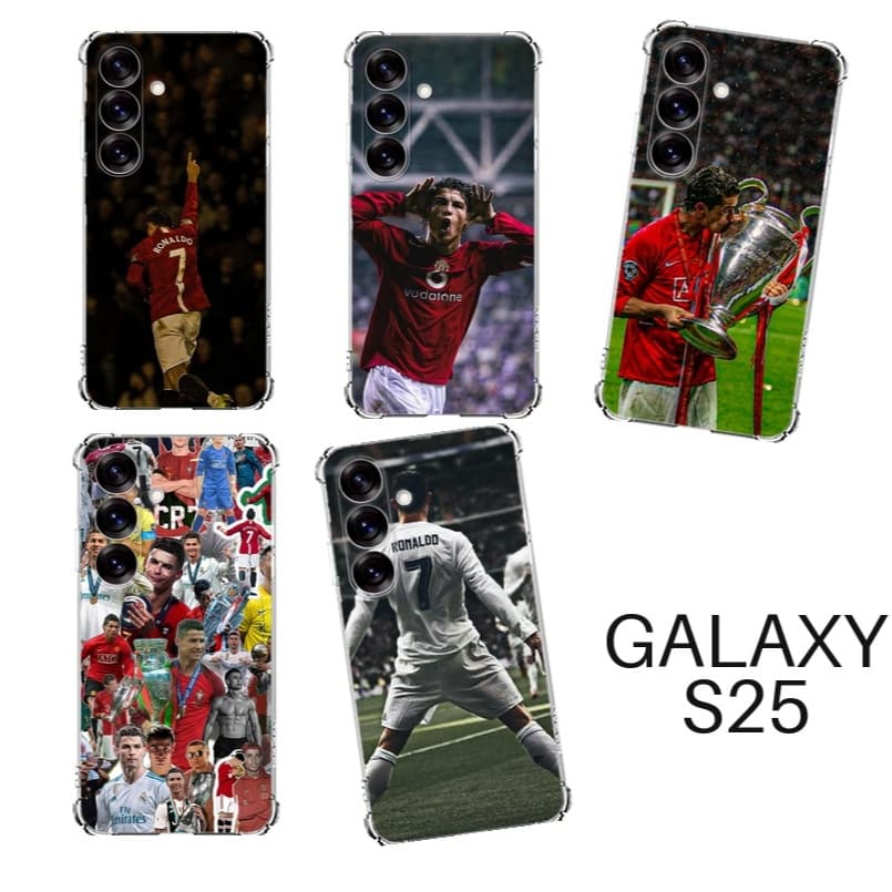 Capinhas de Celular TPU Samsung Galaxy S25 Futebol Fut Copa CR7 Cristiano Ronaldo Proteção Anti-Impacto