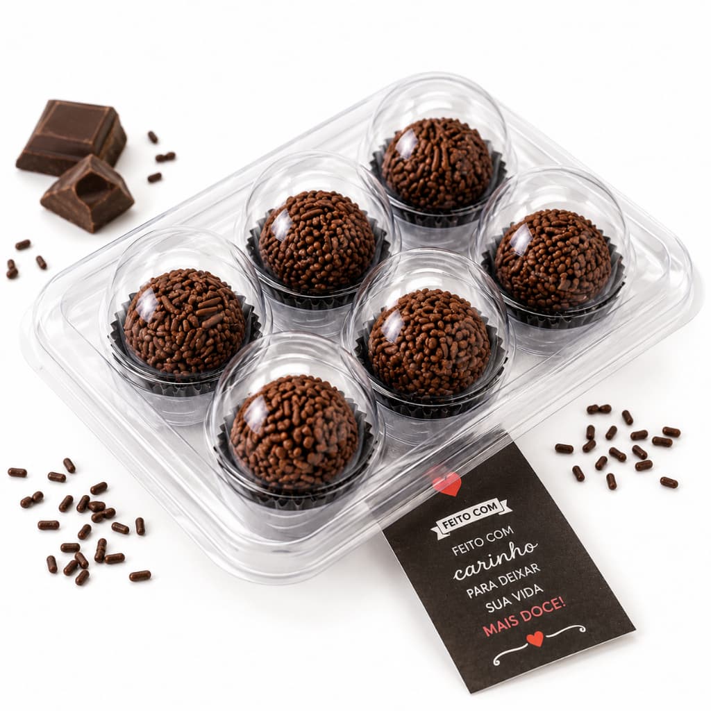 Kit Com Unidades Embalagem Para Doces Gourmet Blister Flipball 6 Cavidades Brigadeiro