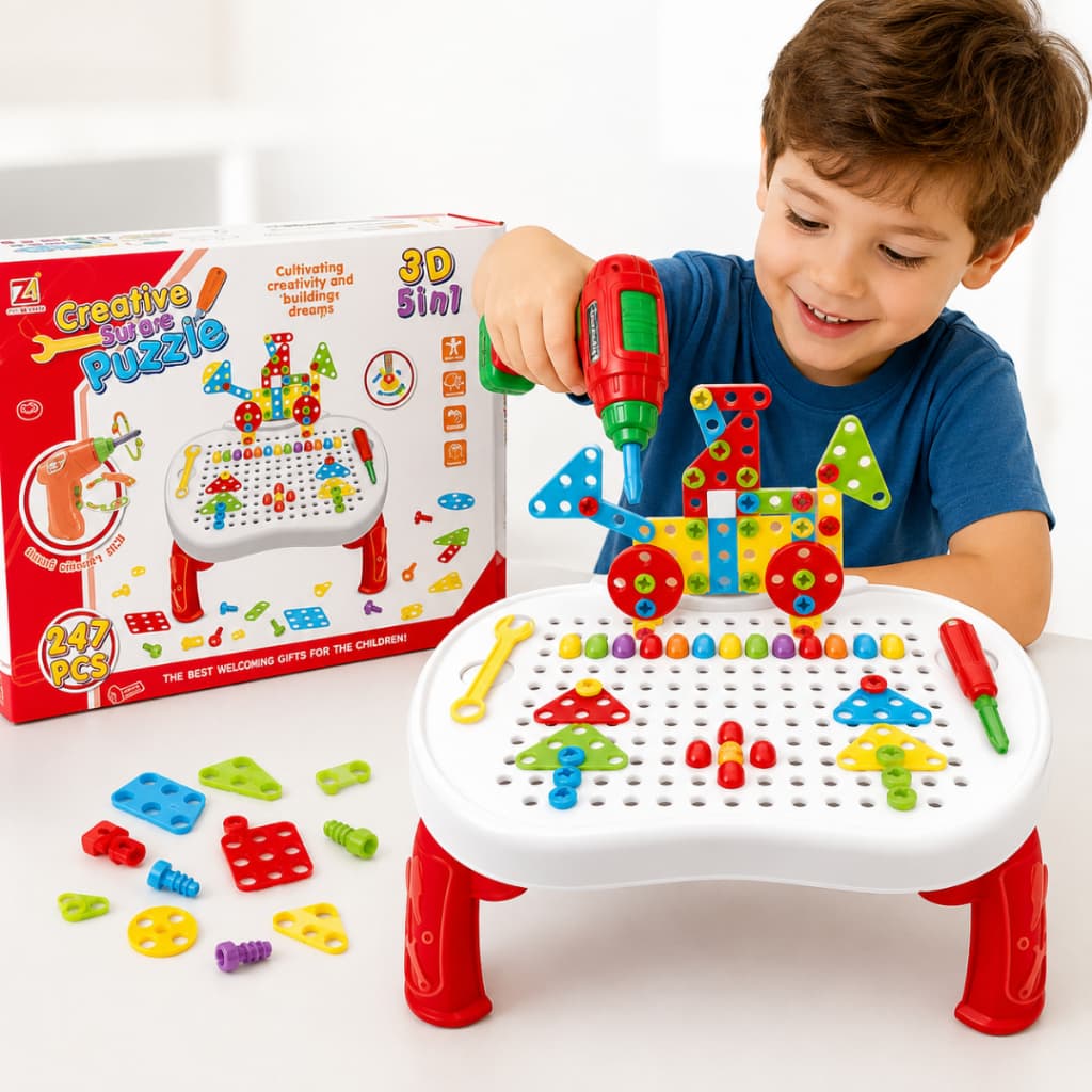 Mesinha Criativa Infantil Com Parafusadeira Peças De Montar