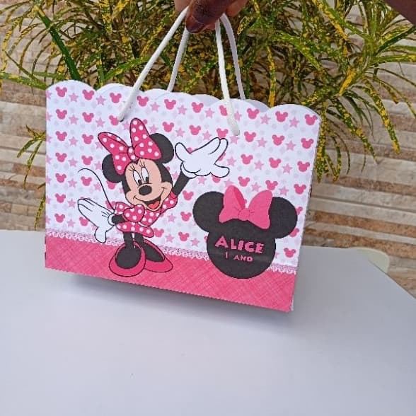 Sacolinha Personalizada Minnie Rosa/Sacola Surpresa