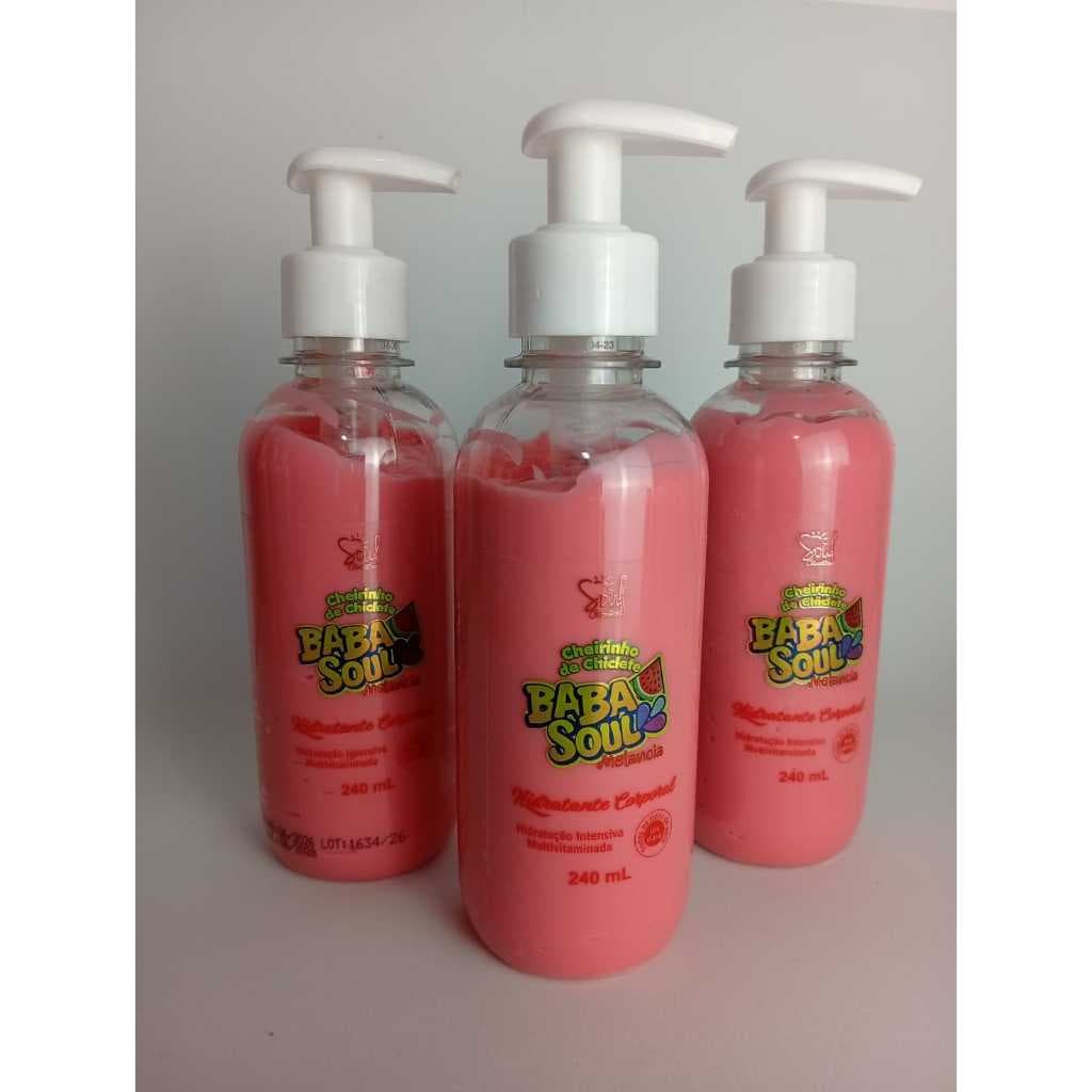 Kit com 2 unidades -Creme Hidratante Corporal BabaSoul com Fragrância Deliciosa Melancia e Golden Vanille 240ml