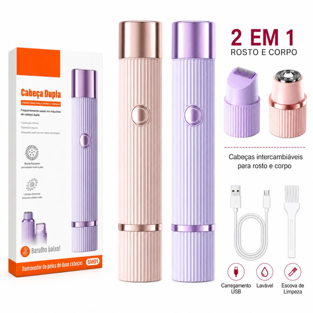 Depilador Elétrico Feminino Recarregável Removedor De Pelos Navalha Dupla Sem Fio Portátil Para Pernas Axilas E Corpo