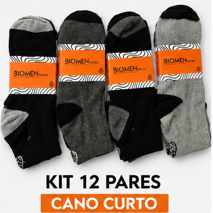 Meias Biomen Cano Curto Masculina Kit 12, e 6 Pares