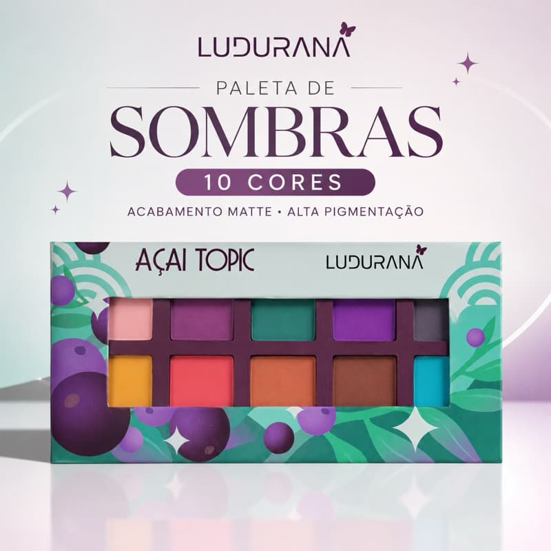 Paleta de Sombras Ludurana Açaí Topic – 10 Cores