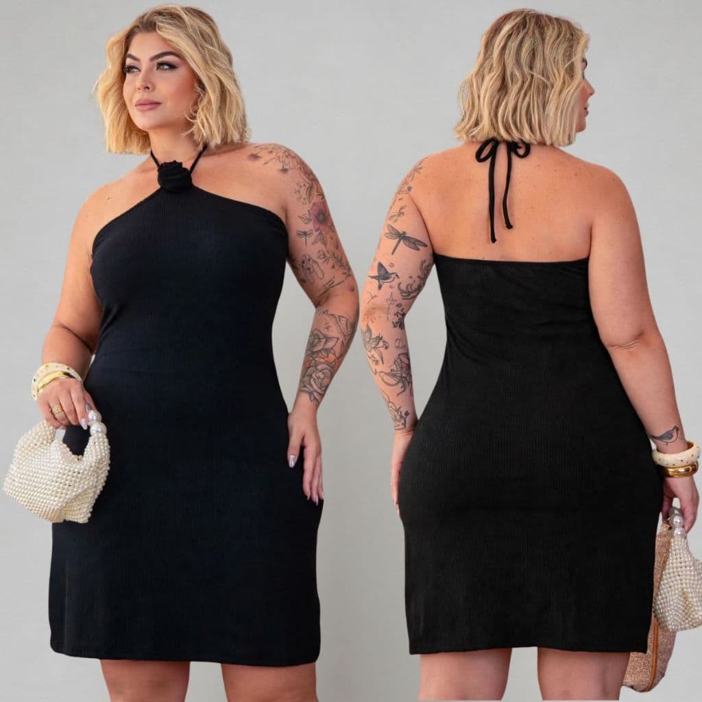 Vestido Plus Size Feminino Canelado Moda Blogueira Elegante Confortável Lindo Soltinho Leve