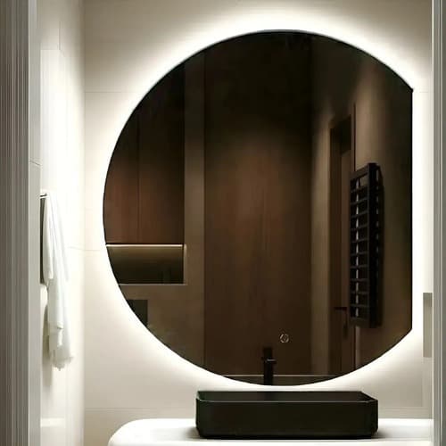 Espelho Meia Lua 80x70cm com LED Quente Touch Penteadeira Quarto Banheiro