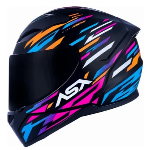 Capacete Moto Asx City Arrow Brilho Preto Laranja Rosa