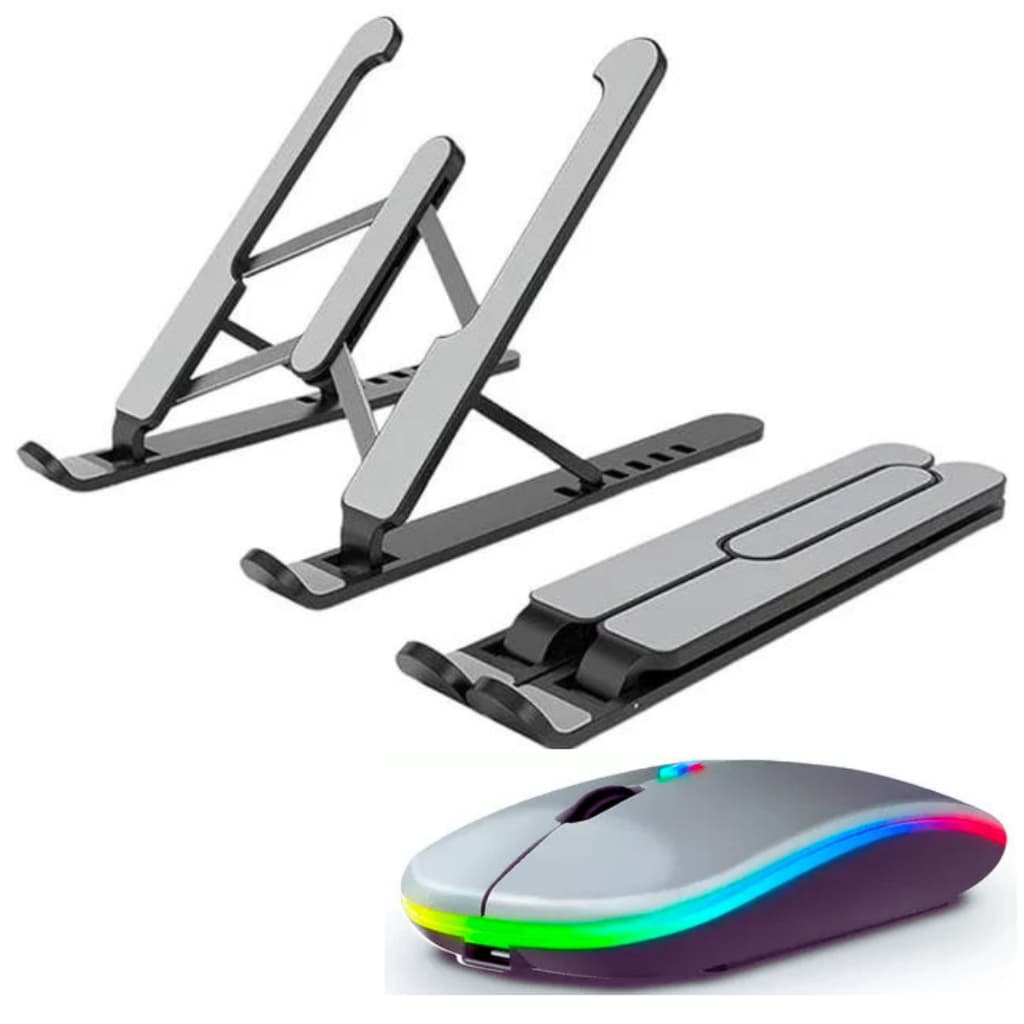 Kit suporte de mesa para Tablet Notebook Laptop Mouse sem fio via Bluetooth recarregavel